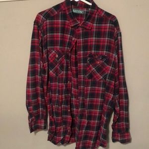 Dark blue and red flannel